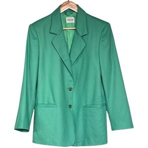 United Colors of Benetton Wool Blazer Jacket Women Sz 40 Italy (US6) Green Retro